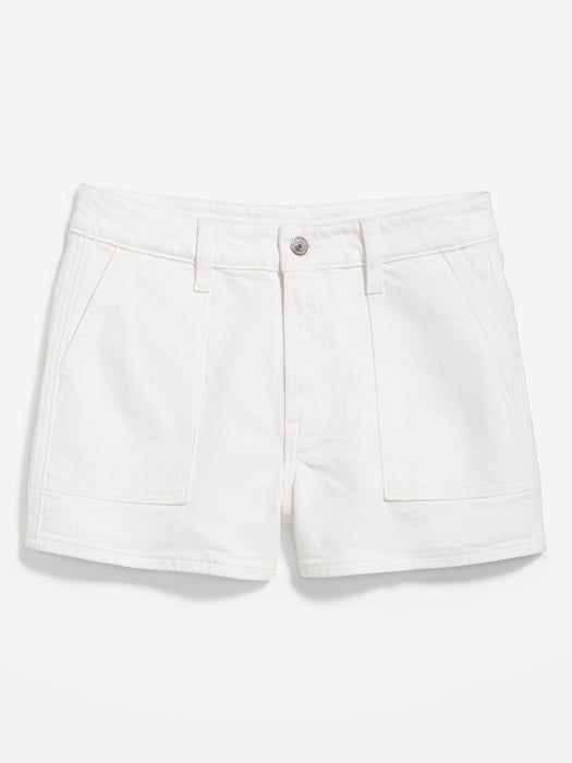 High-Waisted OG Loose White Jean Utility Shorts for Women -- 3-inch inseam