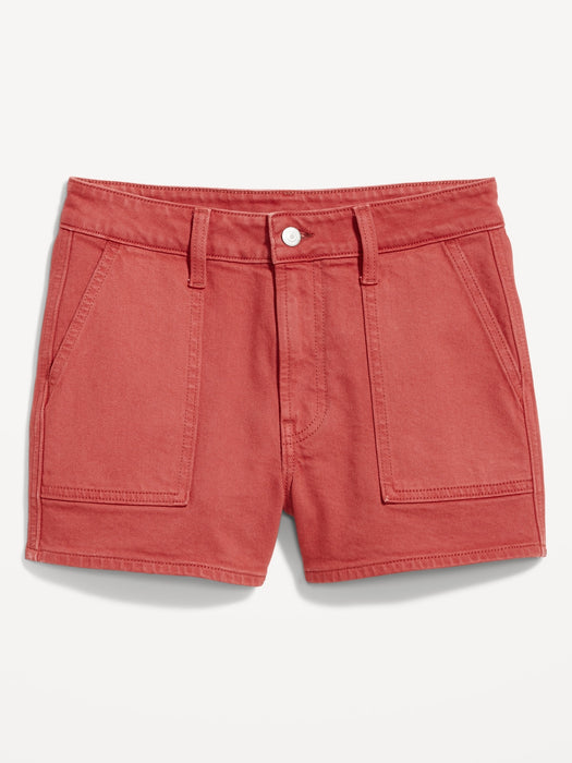 High-Waisted OG Loose Pop-Color Jean Utility Shorts for Women -- 3-inch inseam