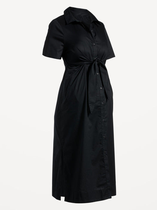 Maternity Tie-Front Midi Shirt Dress