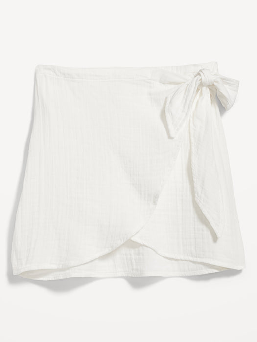 High-Waisted Woven Wrap-Front Sarong Swim Skirt for Women