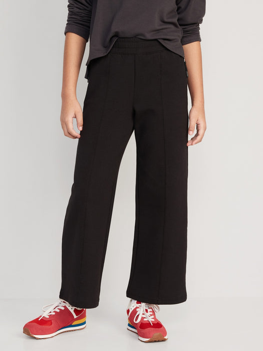 High-Waisted Dynamic Fleece Zip-Pocket Wide-Leg Sweatpants for Girls