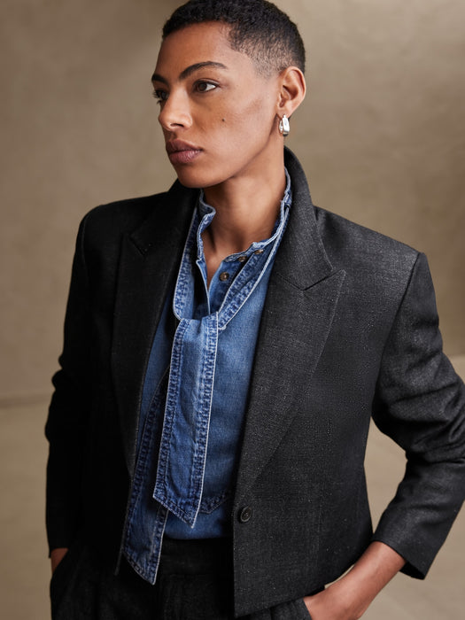 Loretta Wool-Linen Cropped Blazer