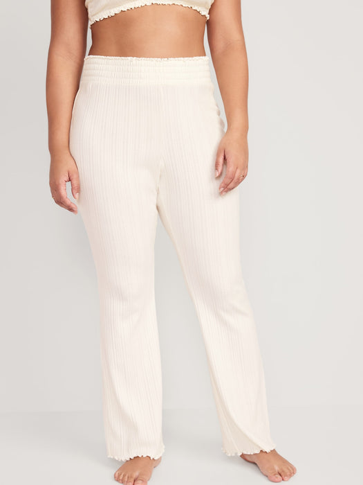 High-Waisted Pointelle-Knit Boot-Cut Pajama Pants for Women