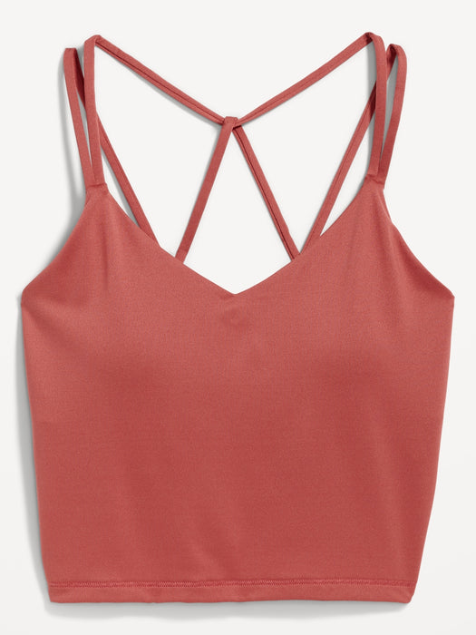 Light Support PowerPress Strappy Longline Sports Bra for Women XS-4X