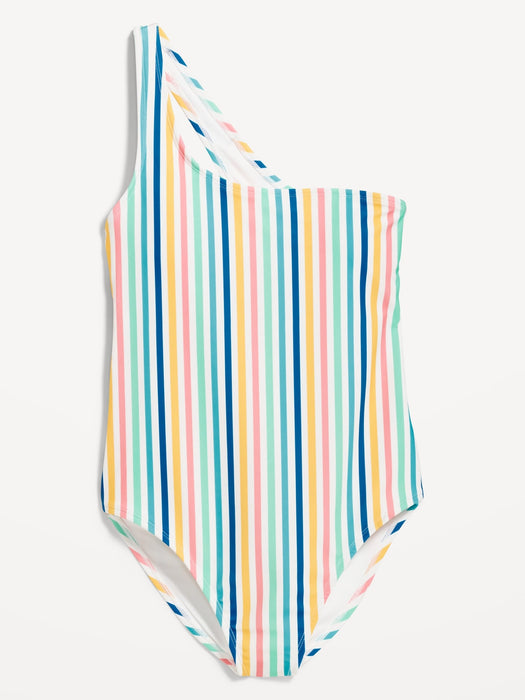 Matching Printed One-Shoulder One-Piece Swimsuit for Women