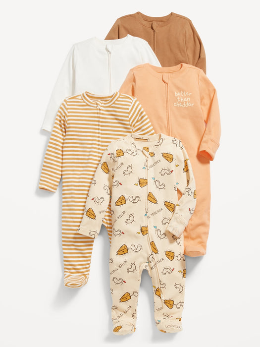 Unisex 2-Way-Zip Footie Sleep & Play One-Piece 5-Pack for Baby