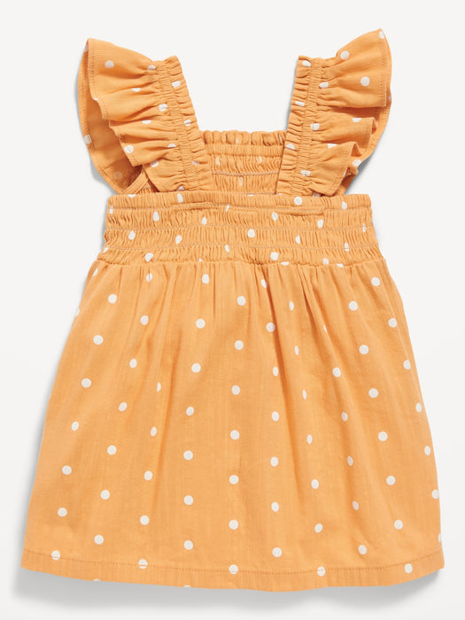 Printed Flutter-Sleeve Smocked Dress for Baby