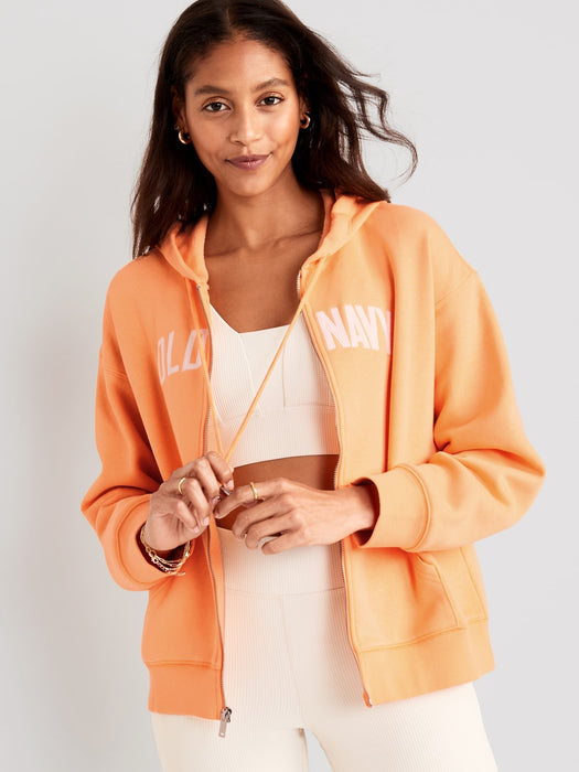 Slouchy Logo Graphic Full-Zip Hoodie for Women