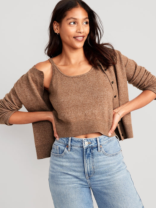 Cozy Cropped Sweater Tank Top for Women