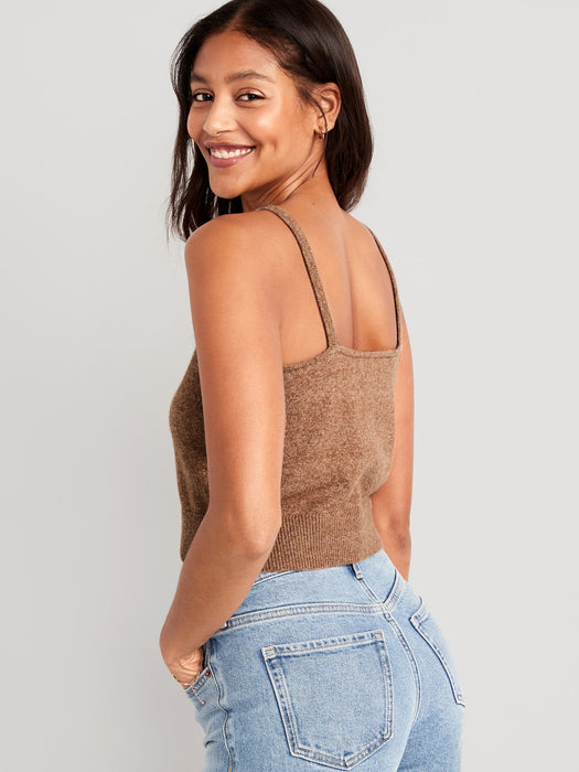 Cozy Cropped Sweater Tank Top for Women