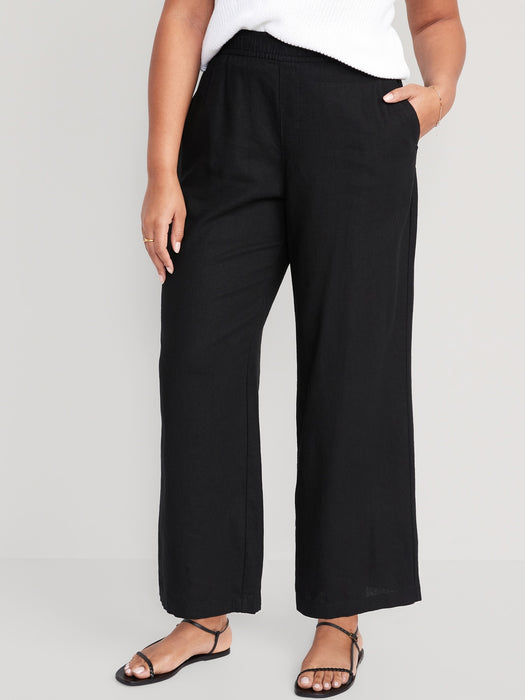High-Waisted Linen-Blend Wide-Leg Pants for Women