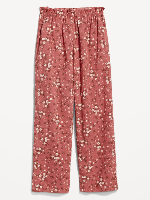 High-Waisted Floral Wide-Leg Pajama Pants for Women