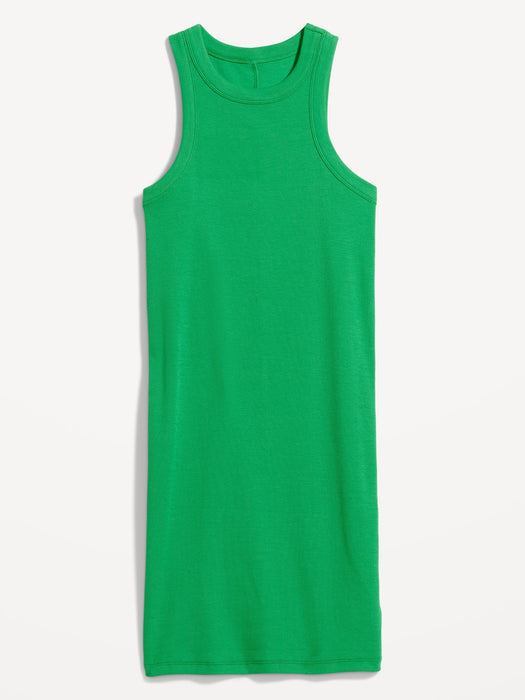 Fitted Sleeveless Rib-Knit Mini Dress for Women
