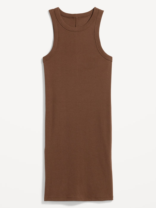 Fitted Sleeveless Rib-Knit Mini Dress for Women