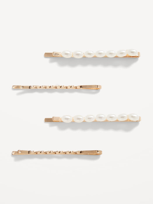 Gold-Tone Metal Snap Hair Clips Variety-Pack for Women