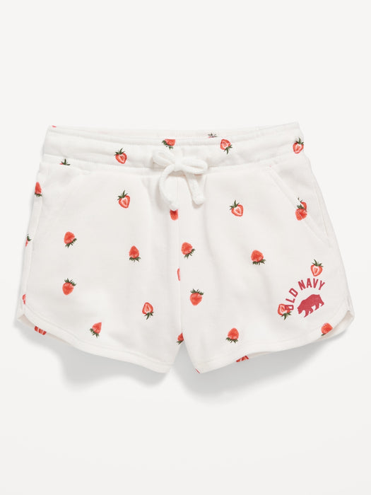 Logo-Graphic French Terry Drawstring Dolphin-Hem Shorts for Toddler Girls