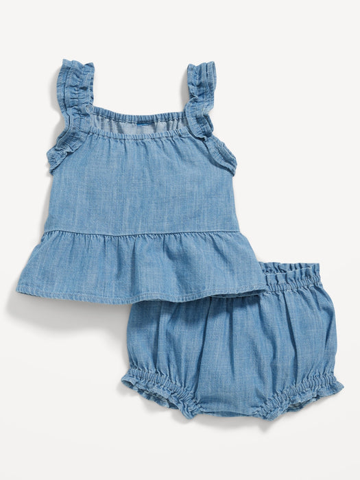 Sleeveless Chambray Top & Bloomer Shorts Set for Baby