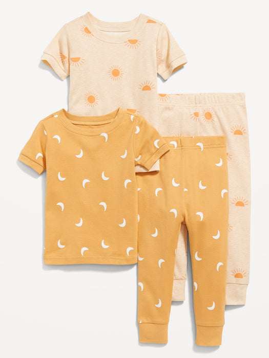 Unisex 4-Piece Printed Snug-Fit Pajama Set for Toddler & Baby