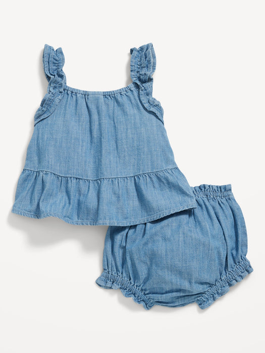 Sleeveless Chambray Top & Bloomer Shorts Set for Baby