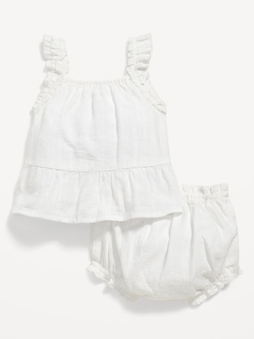 Sleeveless Ruffle-Trim Top and Bloomers Set for Baby