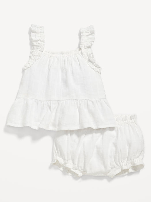 Sleeveless Ruffle-Trim Top and Bloomers Set for Baby