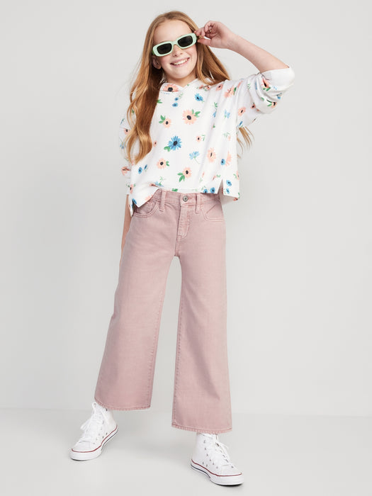 High-Waisted Pop-Color Baggy Wide-Leg Jeans for Girls