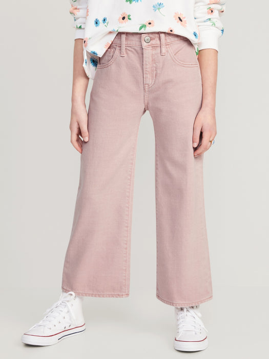 High-Waisted Pop-Color Baggy Wide-Leg Jeans for Girls