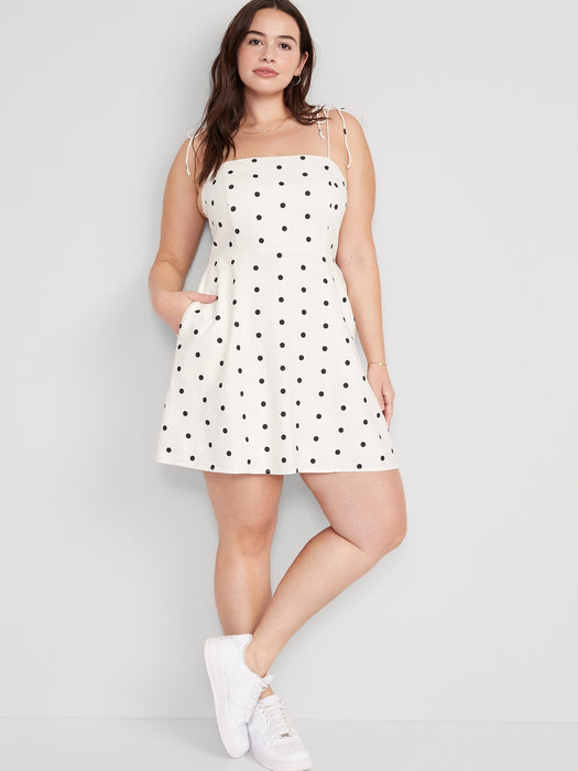 Fit & Flare Tie-Strap Printed Mini Dress for Women