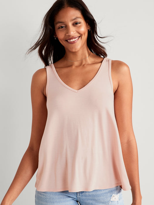 Sleeveless Luxe V-Neck Swing T-Shirt for Women