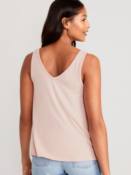 Sleeveless Luxe V-Neck Swing T-Shirt for Women