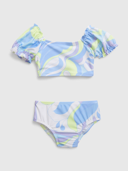 Toddler Recycled Puff Sleeve Swim Two-Piece