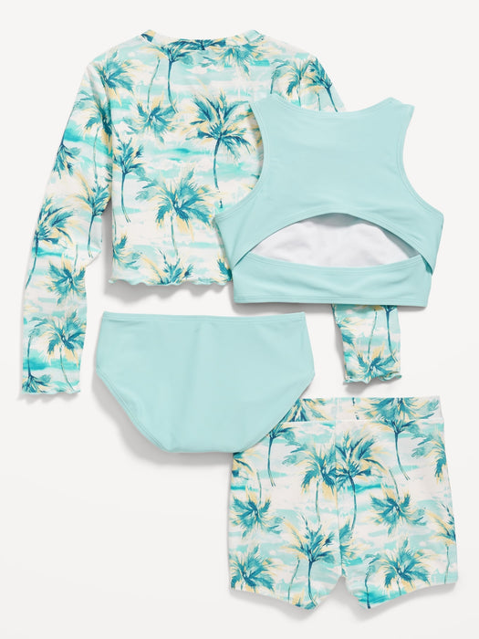 4-Piece Matching Tankini Swim Set for Girls