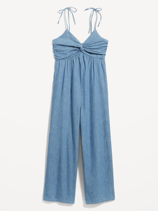 Tie-Strap Twist-Front Jumpsuit for Women