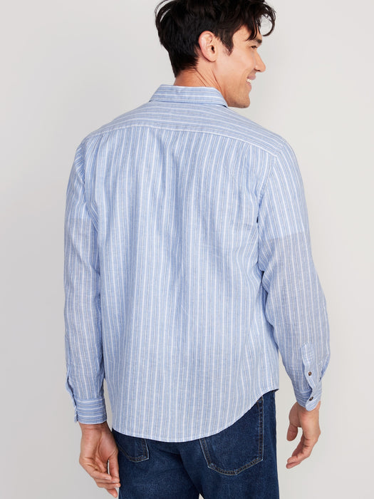 Regular-Fit Everyday Non-Stretch Linen-Blend Shirt for Men