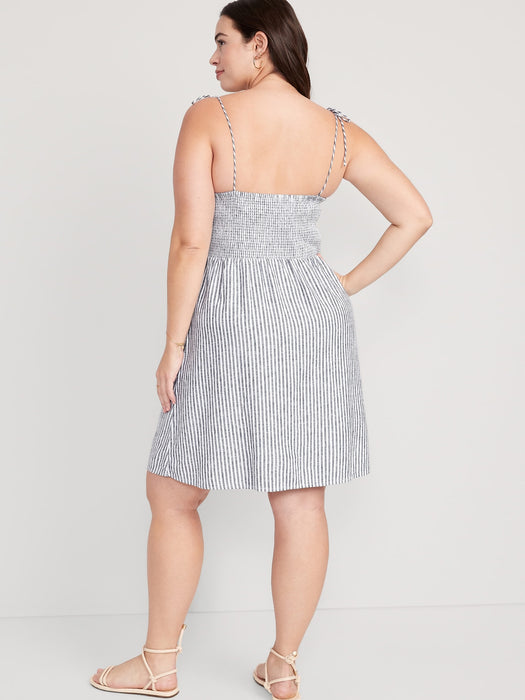 Fit & Flare Matching Tie-Strap Mini Dress for Women