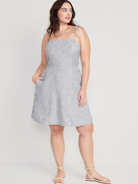 Fit & Flare Matching Tie-Strap Mini Dress for Women