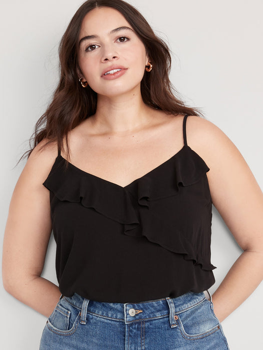 Textured Ruffled Wrap-Effect Cami Top for Women