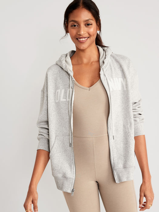 Slouchy Logo Graphic Full-Zip Hoodie for Women