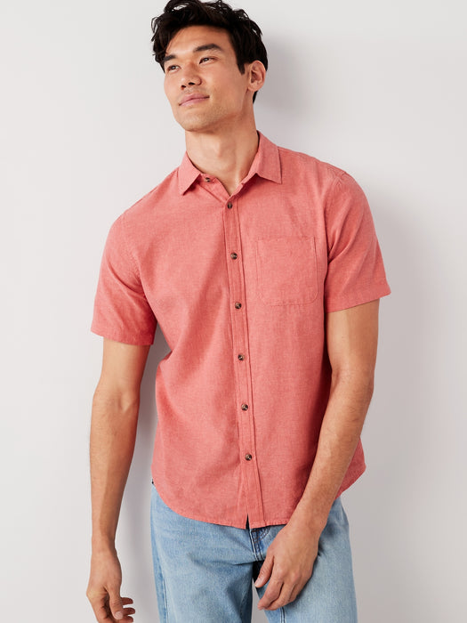 Regular-Fit Everyday Short-Sleeve Linen-Blend Shirt for Men