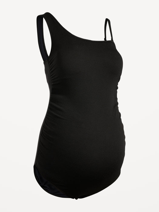 Maternity Convertible One-Shoulder Textured One-Piece Swimsuit