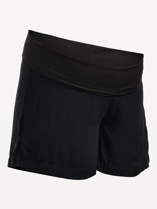 Maternity Rollover-Panel Playa Soft-Spun Shorts -- 4-inch inseam