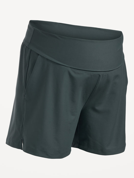 Maternity Rollover-Waist PowerSoft Shorts -- 5-inch inseam
