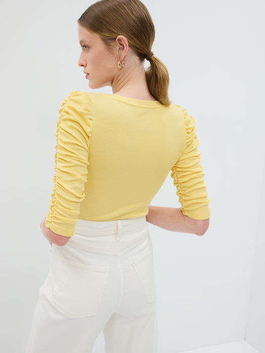 Featherweight Ruched Sleeve Rib Top