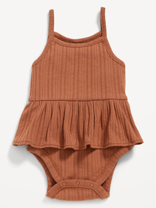Sleeveless Pointelle-Knit Peplum Bodysuit for Baby