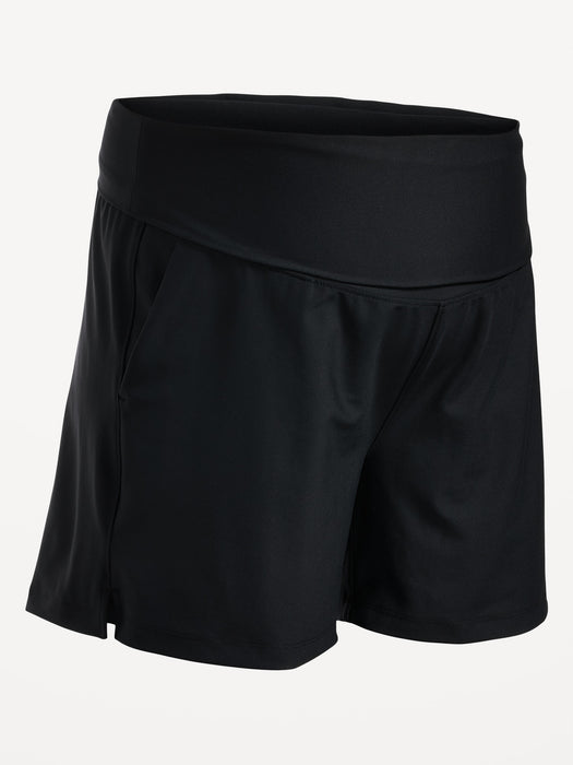 Maternity Rollover-Waist PowerSoft Shorts -- 5-inch inseam