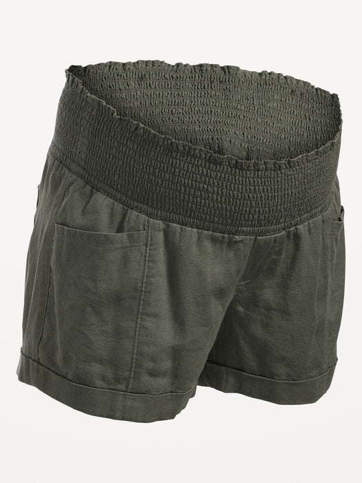 Maternity Full Panel Linen-Blend Shorts  -- 3.5-inch inseam