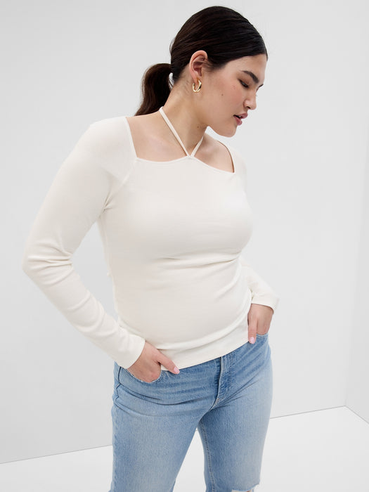 Modern Cut-Out Halter T-Shirt