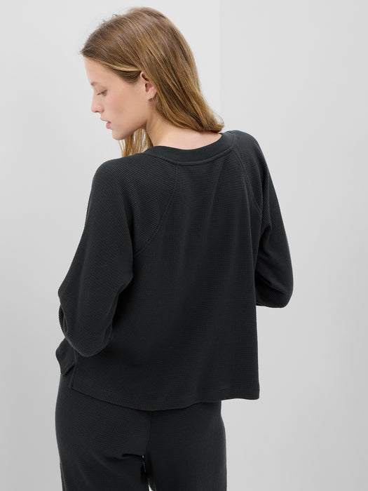 Waffle Split-Neck PJ Top