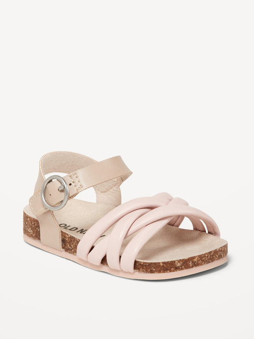 Strappy Faux-Leather Puff Sandals for Baby