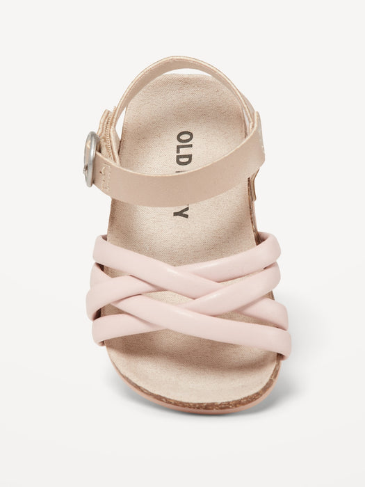 Strappy Faux-Leather Puff Sandals for Baby